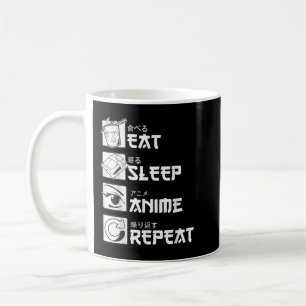 Taza De Café Eat Sleep Anime Repetir, Gracioso regalo japonés d