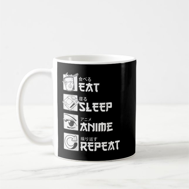 Taza De Café Eat Sleep Anime Repetir, Gracioso regalo japonés d (Izquierda)