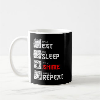Taza De Café Eat Sleep Anime Repetir Manga Japón Kanji Weeb Vin
