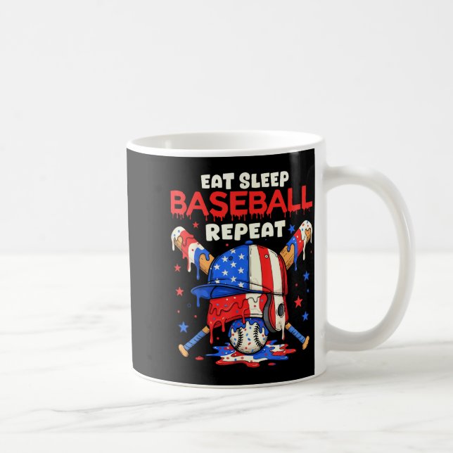 Taza De Café Eat Sleep Baseball Repeat Funny Ice Cream Drip Cro (Derecha)