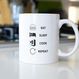 Taza De Café Eat Sleep Code Repetir programadores divertidos
