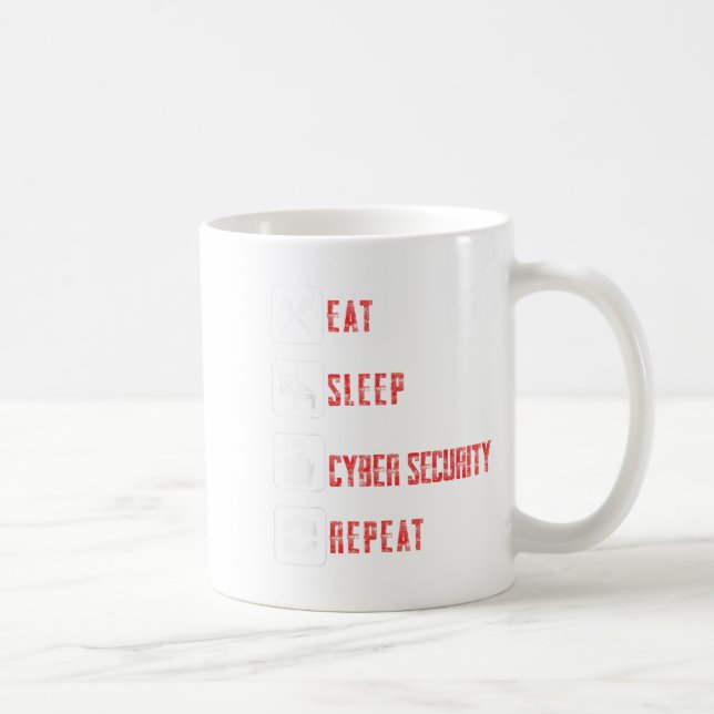 Taza De Café Eat Sleep Cyber Security Repetir Hacker Ético (Derecha)
