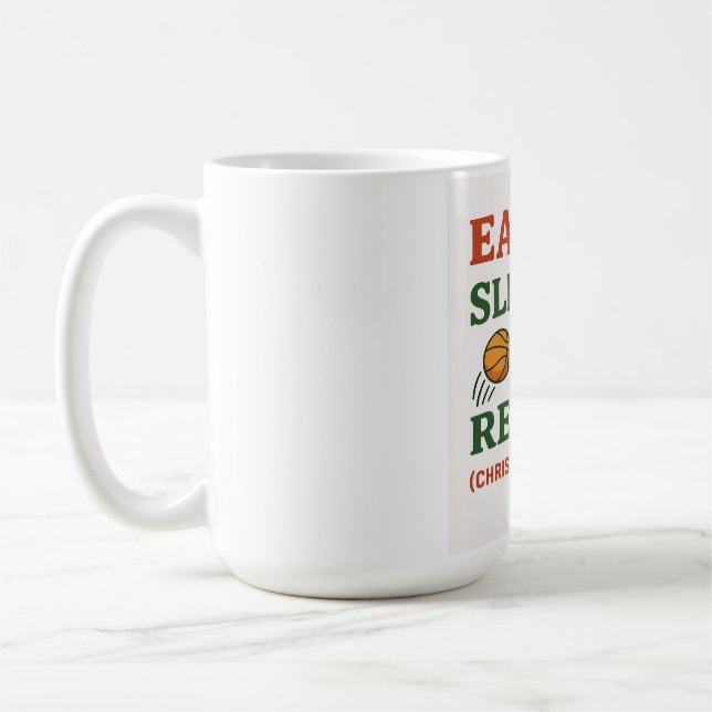 Taza De Café Eat Sleep Dunk Repeat - Funny Basketball Xmas  (Izquierda)