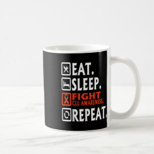 Taza De Café Eat Sleep Fight Crónico Linfocito Leucemia Crónica