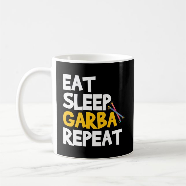 Taza De Café Eat Sleep Garba Repeat Desi Gujarati Navratri (Izquierda)
