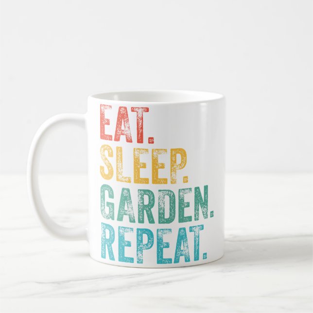Taza De Café Eat Sleep Garden Repeat Gardening Gardeners Funny  (Izquierda)