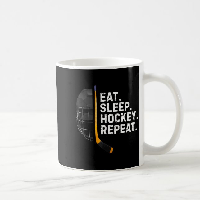 Taza De Café Eat Sleep Hockey Repea Funny Cool Hockey Player  (Derecha)