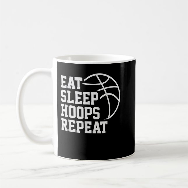 Taza De Café Eat Sleep Hoops Repeat Funny Saying Quote Basketba (Izquierda)