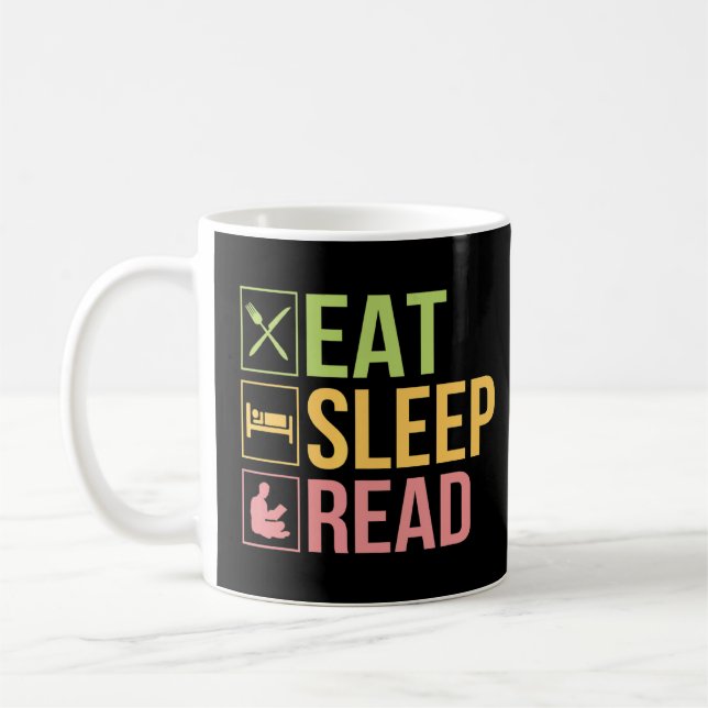 Taza De Café Eat Sleep Leer Leer Leer Libro Nerd (Izquierda)