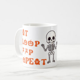 Taza De Café Eat Sleep Poop Repete Cute Octubre Nuevo Skeleton