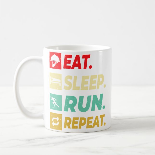 Taza De Café Eat Sleep Run Repeat Running Runner For Boys (Izquierda)