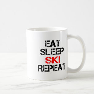 Taza De Café Eat Sleep Ski Repeat Winter Mountains Skidge Lodge