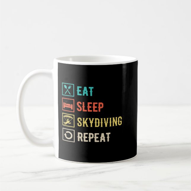 Taza De Café Eat Sleep Skydiving Repetir Parapente Skydiver Sk (Izquierda)