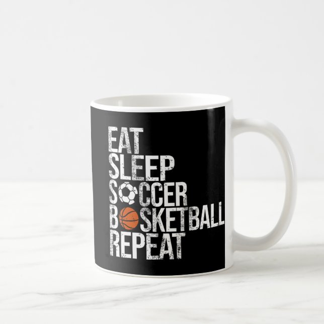 Taza De Café Eat Sleep Soccer Basketball Repetir bola divertida (Derecha)