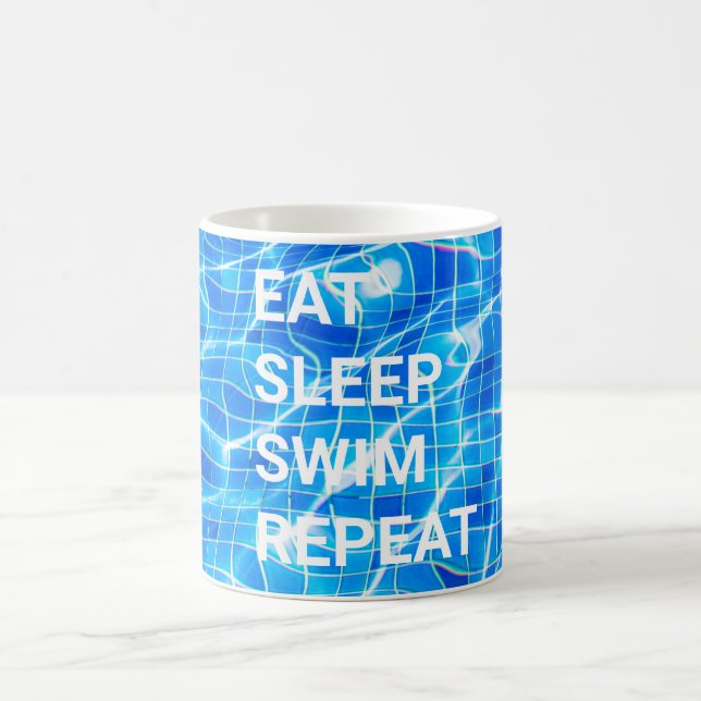 Taza De Café Eat Sleep Swim Repetir Piscina Acuática (Centro)