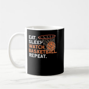 Taza De Café Eat Sleep Watch Basketball Repetir - Funny Basketb