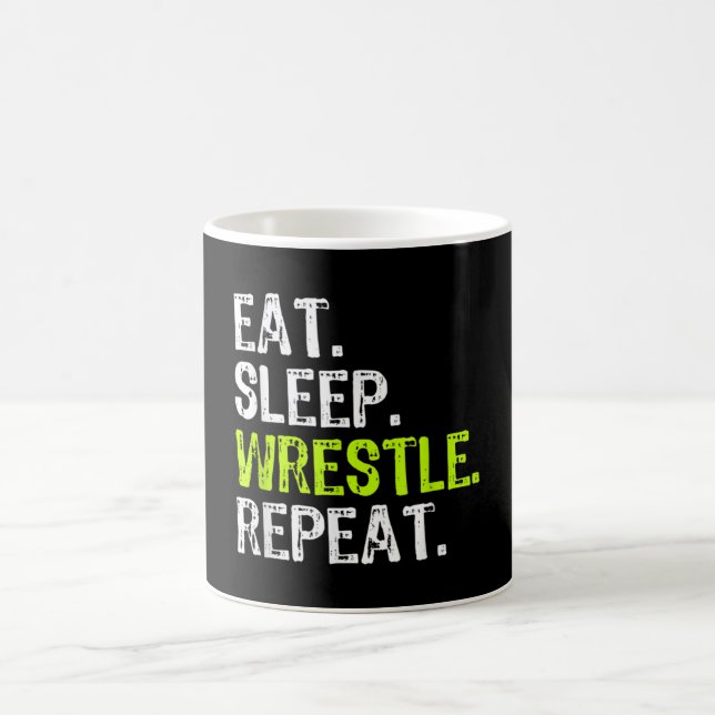 Taza De Café Eat Sleep Wrestle Repeat Wrestler (Centro)
