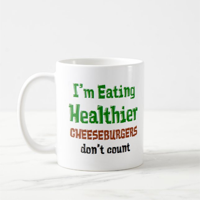 Taza De Café eating healthy cheeseburger (Izquierda)