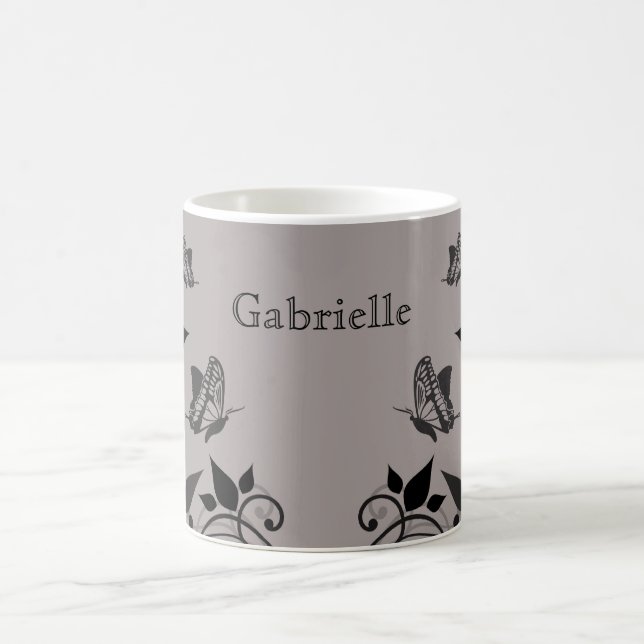 Taza De Café Ebony Butterfly Floral Mug (Centro)