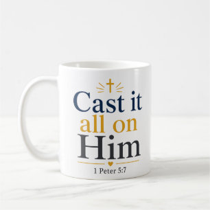 Taza De Café Échalo Todo Sobre Él Cita de Escritura Cristiana