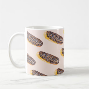 Taza De Café Eclairs de Acuarela Donas Diversión Capricho Dulce