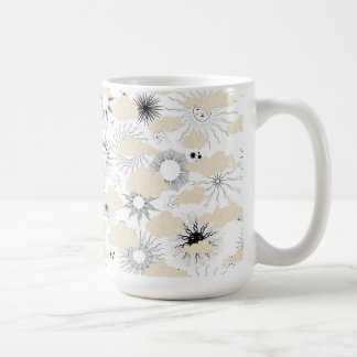 Taza De Café Eclipse de sol estilizado texturizado en nubes de
