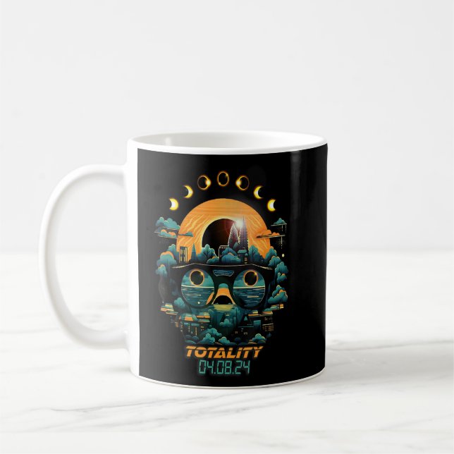 Taza De Café Eclipse Fases Total Eclipse Solar 2024 Totalidad A (Izquierda)