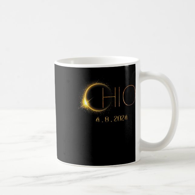 Taza De Café Eclipse solar 2024 Eclipse solar total Ohio (Derecha)