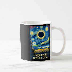 Taza De Café Eclipse solar 2024 Noche estrellada de Indiana