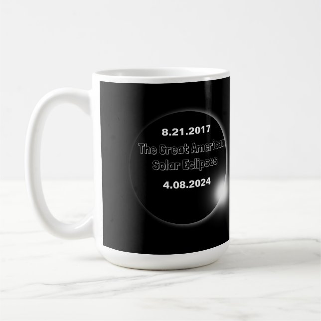 Taza De Café Eclipse solar con doble fecha 2024 & 2017 (Izquierda)