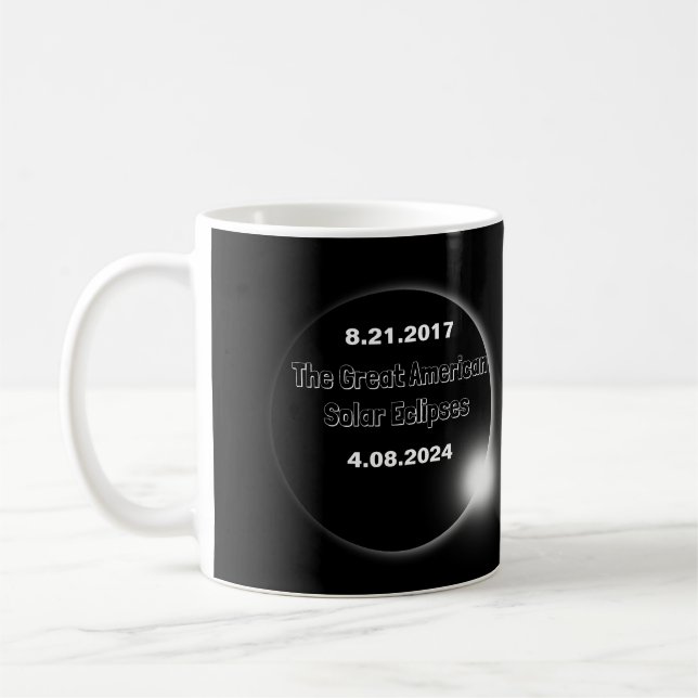 Taza De Café Eclipse solar con doble fecha 2024 & 2017 (Izquierda)