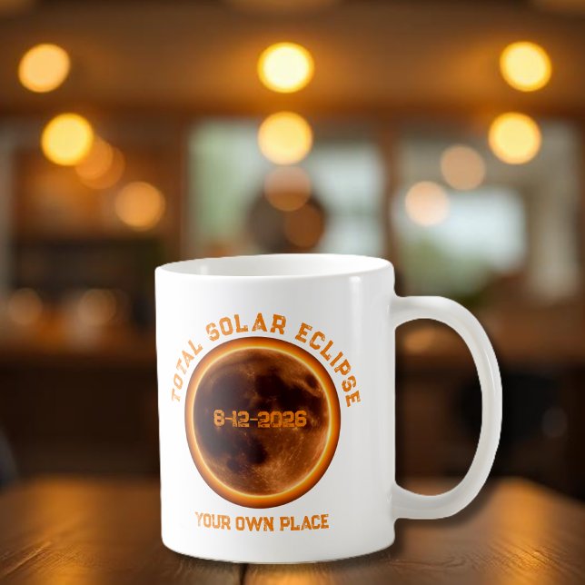 Taza De Café Eclipse Solar Total 12 de agosto de 2026 (Total Solar Eclipse August 12 2026 Coffee Mug souvenir keepsake)