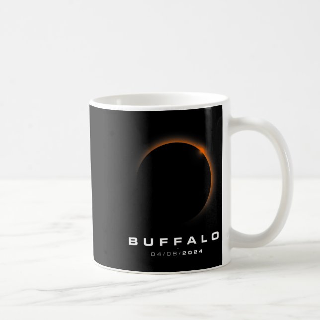 Taza De Café Eclipse solar total 2024 - Eclipse solar de búfalo (Derecha)