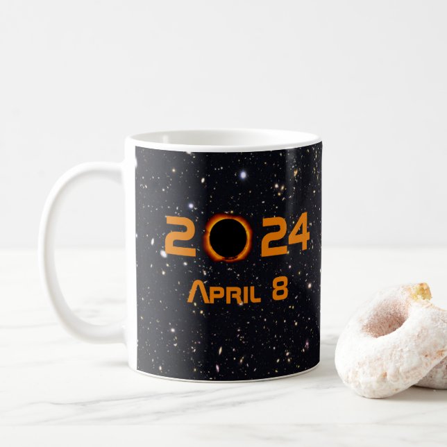 Taza De Café Eclipse solar total 2024 Fecha Starry Sky (Con donut)