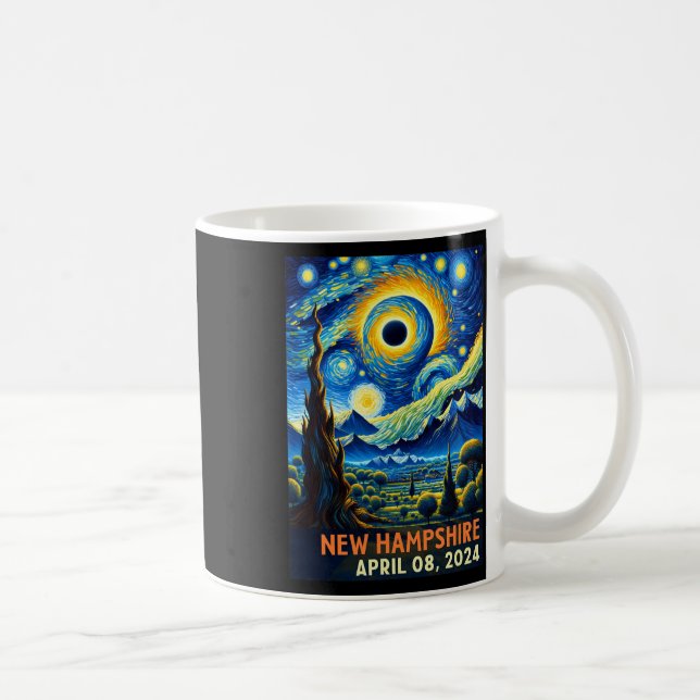 Taza De Café Eclipse solar total 2024 New Hampshire Starry Nigh (Derecha)