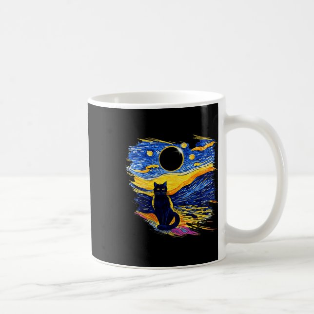 Taza De Café Eclipse solar total 2024 Noche estrellada Van Gogh (Derecha)