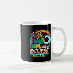 Taza De Café Eclipse solar total 2024 T-rex con vidrio solar