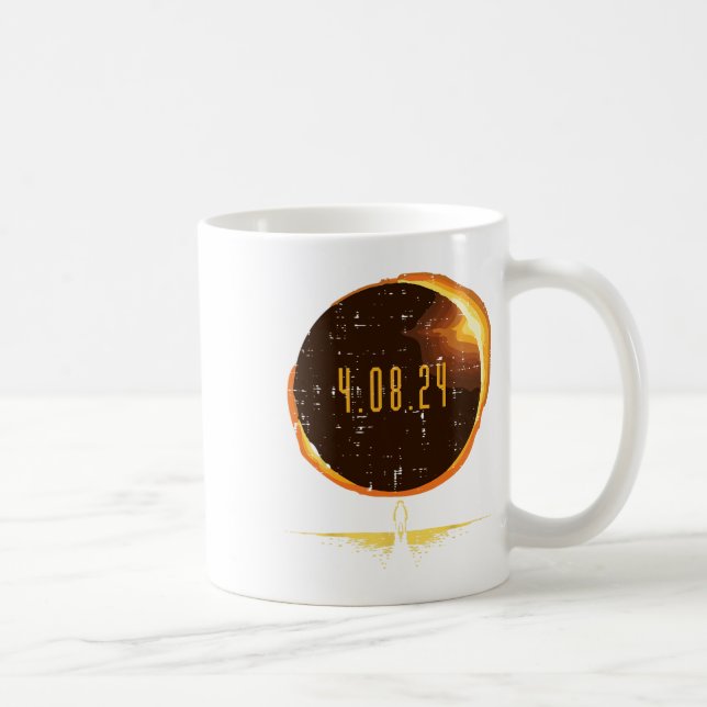 Taza De Café Eclipse solar total 2024 Totalidad Abril 8 Hombres (Derecha)