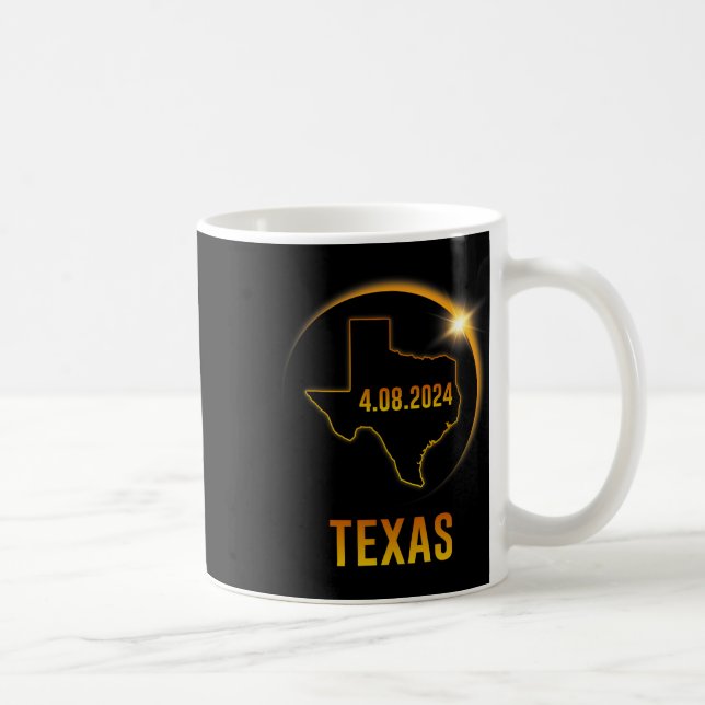 Taza De Café Eclipse solar total 8 de abril de 2024 Texas (Derecha)
