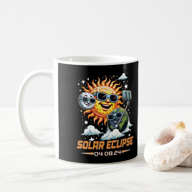 Taza De Café Eclipse solar total abril de 2024 (Con donut)