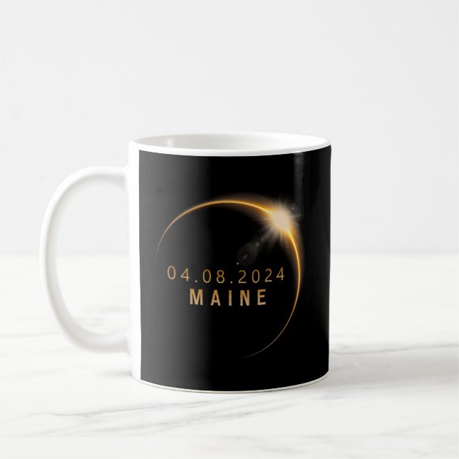 Taza De Café Eclipse solar total de Maine 8 de abril de 2024 (Izquierda)