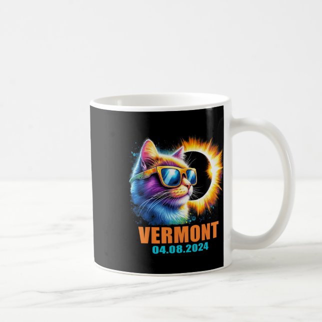 Taza De Café Eclipse solar total de vermont 2024 Eclipse solar  (Derecha)