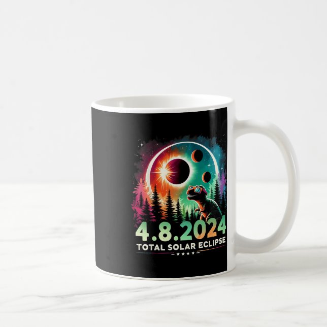 Taza De Café Eclipse solar total Dinosaurio divertido con gafas (Derecha)