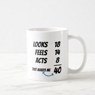 Taza De Café Ecuación de Edad Personalizada Divertida Cumpleaño