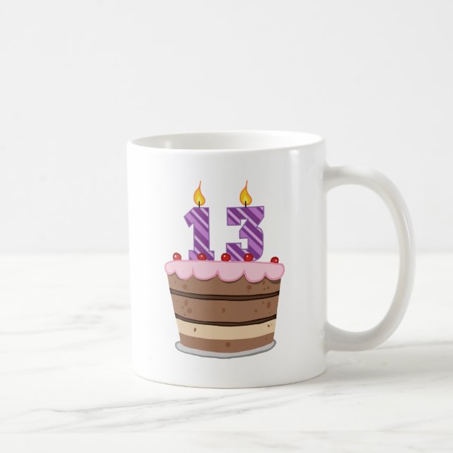 Taza De Café Edad 13 en el pastel de cumpleaños (Derecha)