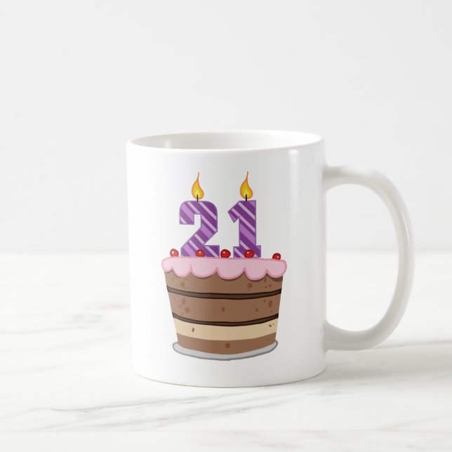 Taza De Café Edad 21 en la torta de cumpleaños (Derecha)
