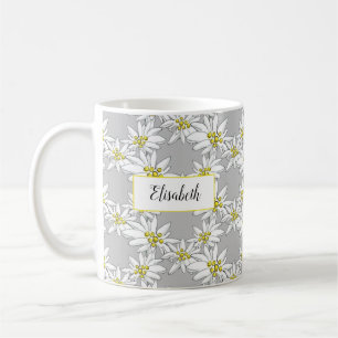 Taza De Café Edelweiss personalizada con acuarela de mano