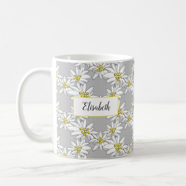 Taza De Café Edelweiss personalizada con acuarela de mano (Izquierda)