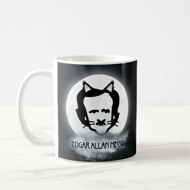 Taza De Café Edgar Allan Meow en la oscuridad (Izquierda)