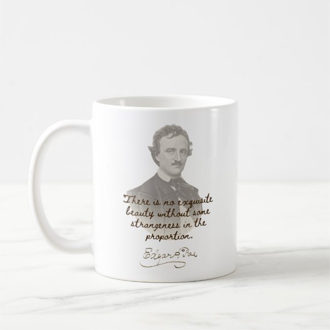 Taza De Café Edgar Allan Poe Cita Mug - Exquisita belleza (Izquierda)
